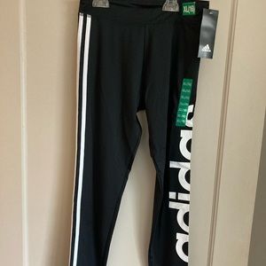 ADIDAS | Girls Three Stripe Stretch Leggings Black XL (16) NWT